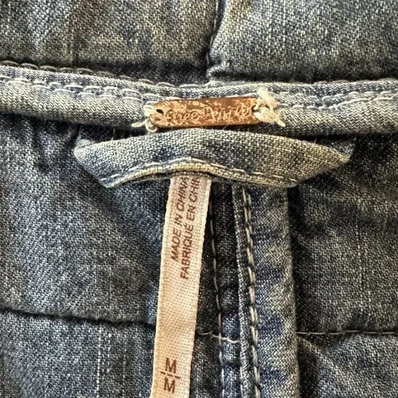 💙🧥 Free People We The Free Quilted Denim Jacket Dolman Oversized Medium - Picture 13 of 14